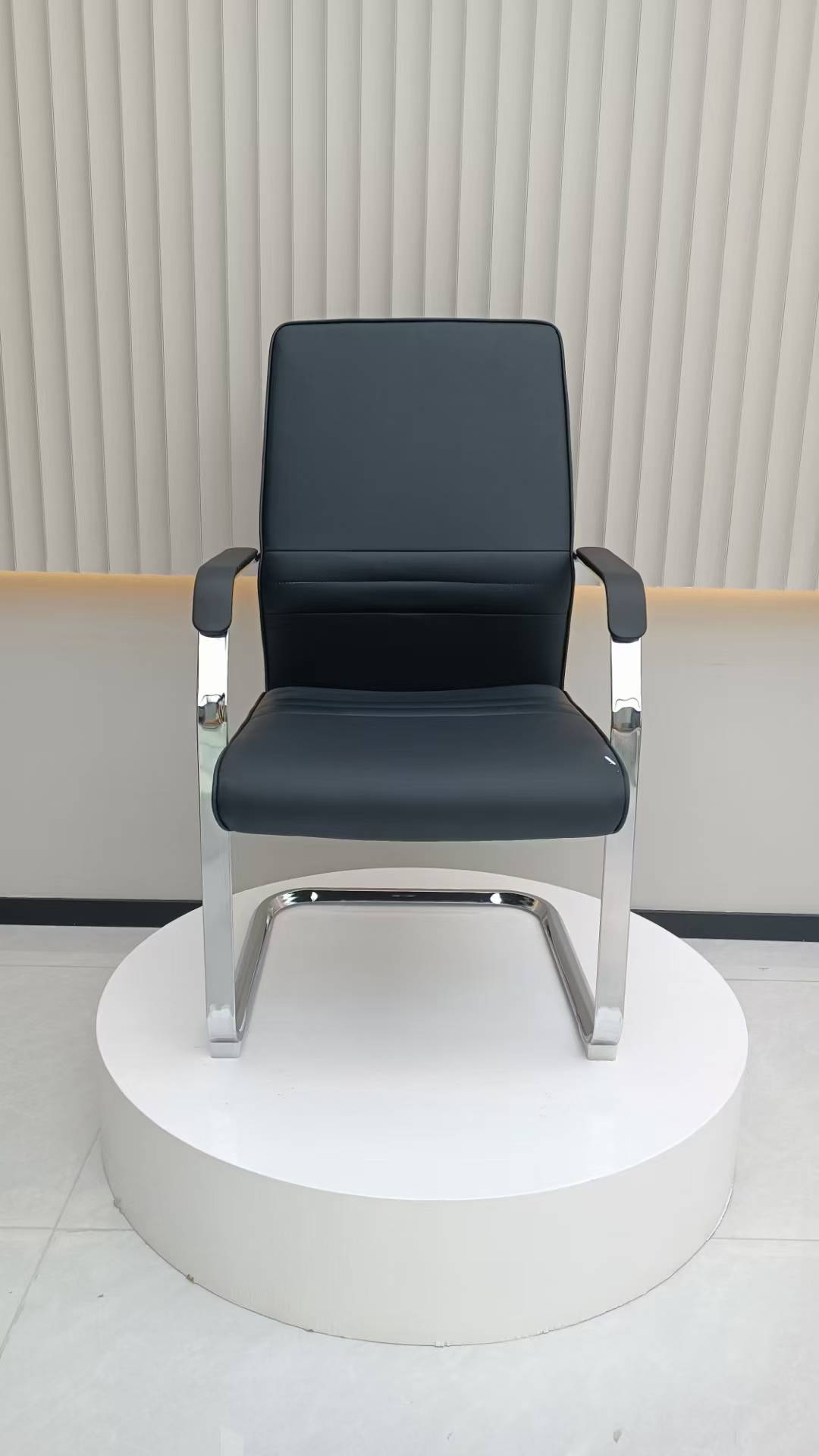 Modern minimalist style black leather office chair description