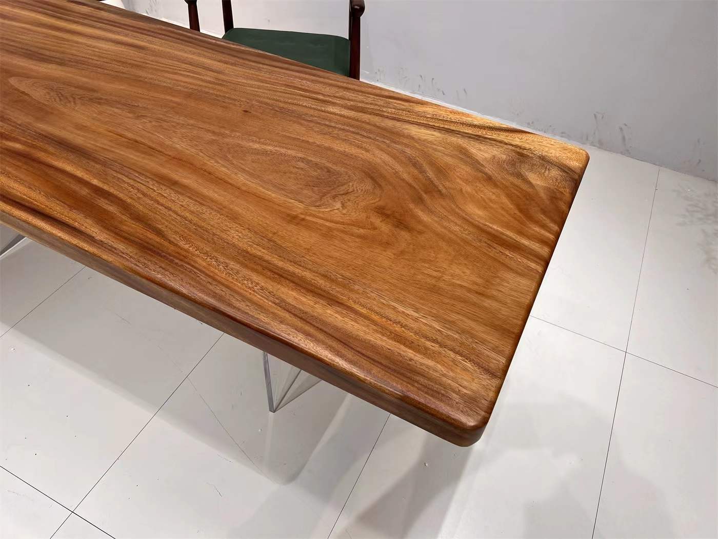 Modern Wooden Table with Acrylic Legs in Minimalist Setting