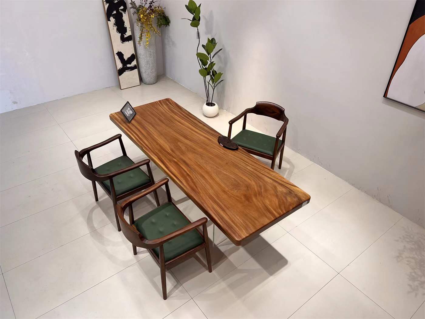 Modern Wooden Table with Acrylic Legs in Minimalist Setting