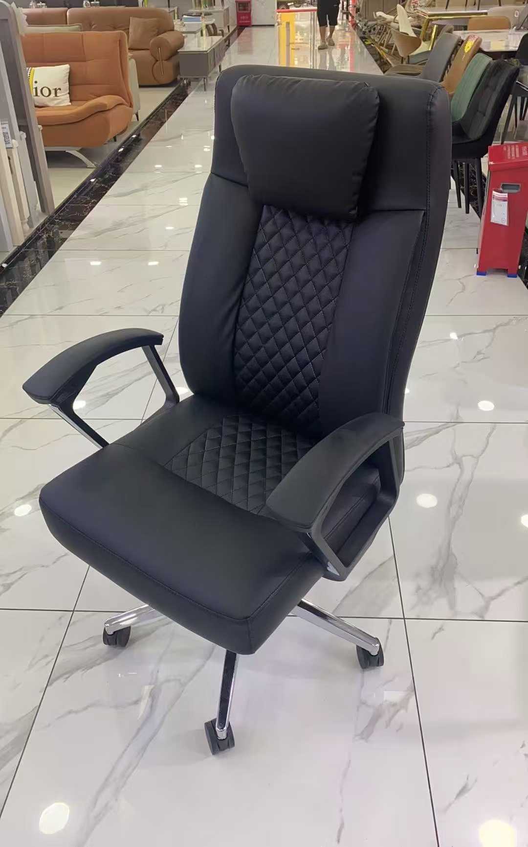 High end black office chair, comfortable and stylish office companion